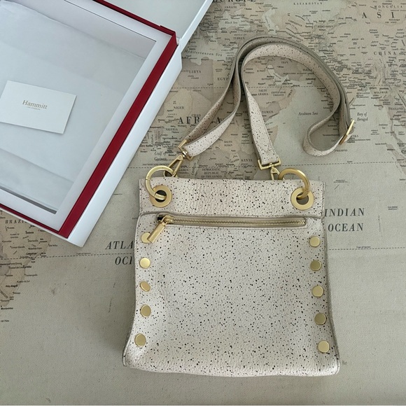 Hammitt Handbags - Hammitt Tony Medium Crossbody Bag  Speckled Beige/Brushed Gold